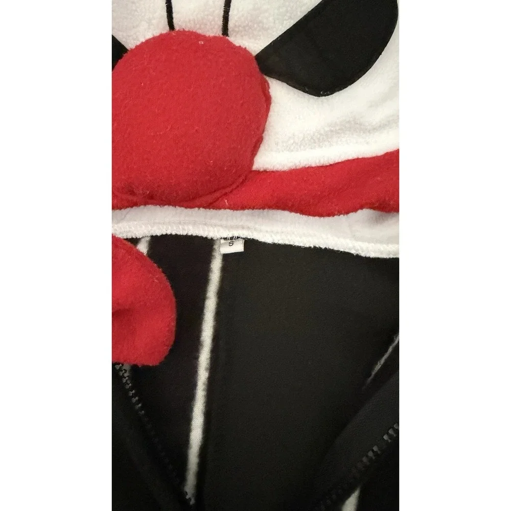 Clown Costume Cosplay Halloween Bodysuit Adult Size Small Black Red White